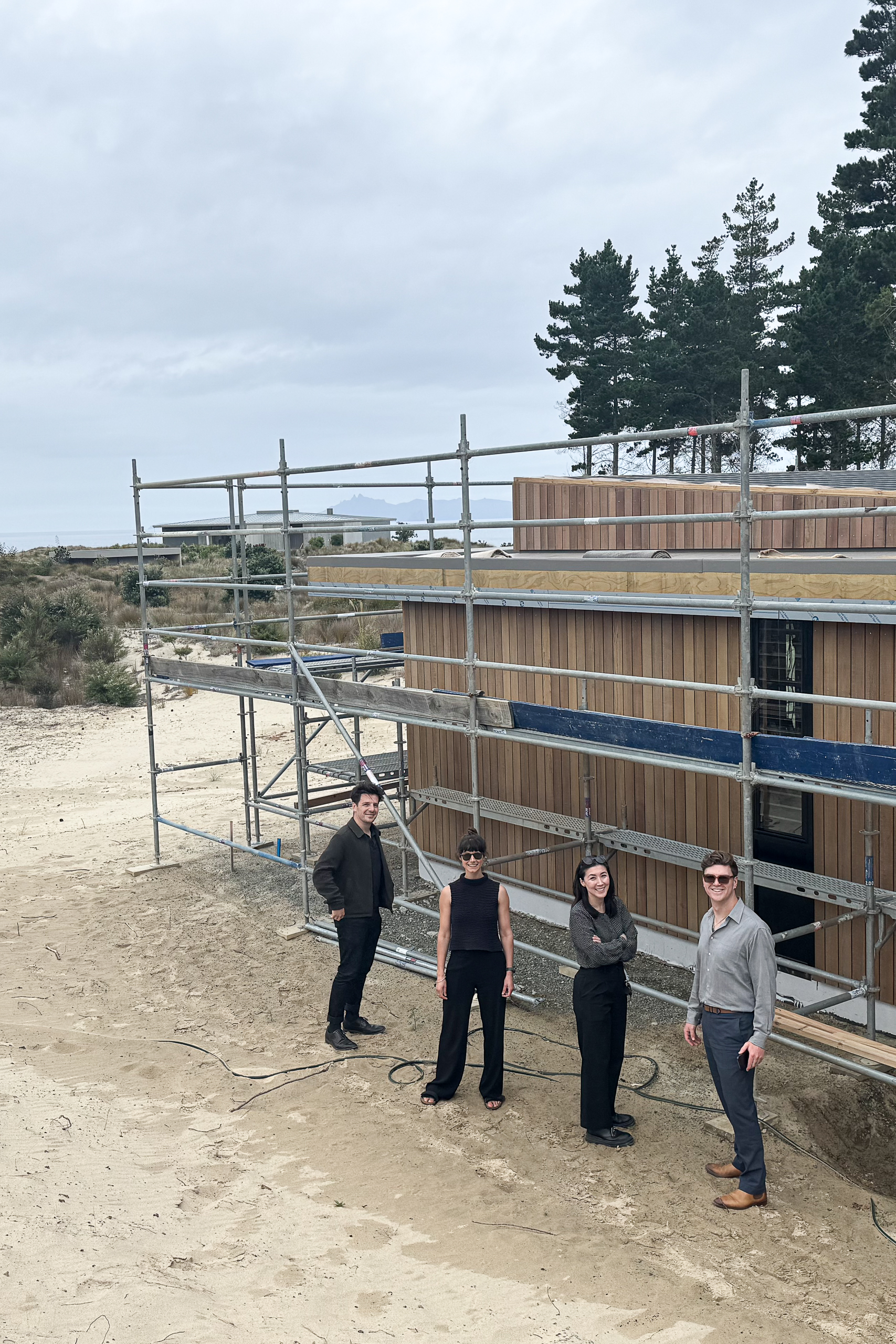 The Abri team on site at one of our Tara Iti projects, an exemplary piece of architecture.